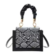 Portable Women Street Purse Snake Pattern Shoulder Handbag Pu Leather Crossbody Bag Youth Ladies Simple Versatile Bag