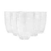 6 Clear Ornate Highball Glasses
