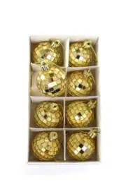 Cody Foster 1.5" Mini Mirror Disco Ball Christmas Retro Ornaments 8 Pc Set Gold
