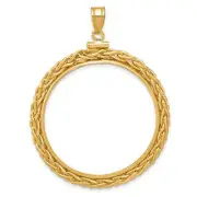 14k Yellow Gold Loose Wheat Chain Screw Top 1 oz Australian Nugget Coin Bezel