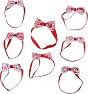 Hohopeti 8pcs Valentine's Day Pet Collar Durable Bow Tie Design Random Pattern for Dogs Cats Adorable Neck Chains for Festive Celebrations