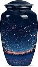 Starry Night Blue Urn - Cremation Urn for Human Ashes - Memorial Adult Male & Female - Funeral Burial Urns for Mom & Dad - 10 Inch - Decorative Urns