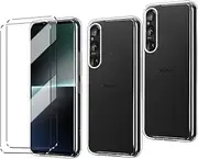 [HuiYouMY] [4 in 1] 2 Pieces case and 2 Pieces Tempered Glass for Sony Xperia 1V, case Silicone case Shockproof Sony Xperia 1V Protective Film Tempered Film Mobile Phone case Silicone