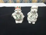 Formalities Snowmen Salt & Pepper Shakers Ivory & Gold NEW