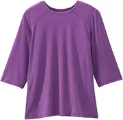 [Silvert's Adaptive Clothing & Footwear] Women’s Open Back Adaptive Active Crew Neck Top for Seniors - 3/4 Long Sleeve Shirt