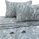 King Bed Sheet Set, 300 Thread Count Soft Cotton Sateen, Floral Print with Extra