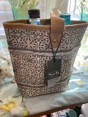 Myra Clique Double Wine Bag Cotton & Leather NWT