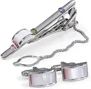 [DYCJLL] Tie bar Royal Blue Rhinestones Cufflinks Good necktie clip for tie pin for men Pink Crystal tie bars cufflinks tie clip set (Color : TZ 212)