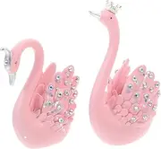 HEALEEP 2pcs Swan Shaped Car Dashboard Decorations Cute Interior Decor Ornaments for Car Dashboard Accessories Easy Installation Sparkling Inlay Durable Design