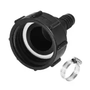 IBC Tank Hose Fitting, Plastic Barbed (Black, 60mm Coarse Thread x 19mm Barb)