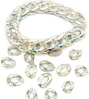 Conbay Acrylic Linking Rings, 100Pcs Acrylic Linking Chain Rings AB Color Quick Link Connectors for Eyeglass Chain, Jewelry Making, Curb Chains, Phone Decor, DIY Craft