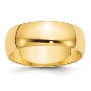 Solid 10K Yellow Gold 7mm Light Weight Half Round Men's/Women's Wedding Band Ring Size 10