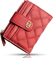 [Avando] Small Wallet For Women- Credit Card Holder Wallet For Women Girls- Zipper Small Bifold Wallet Mini Coin Purse With ID Window, Red, Card Holder Card Wallets for Women