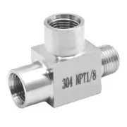 1 Pack 304 Stainless Steel Pipe Fitting Street Tee Male Run Tee 1/8" NPT Male...