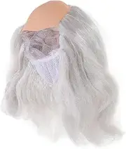 BESPORTBLE Halloween Balding Wig for Men White Synthetic Wig with Hair for Parties Unisex Old Man Look Durable Design Comfortable Fit Lifelike Appearance for Halloween Events