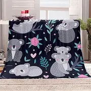 SJSXWQN Blanket Gray Koala Throw Blanket for Sofa Bed Soft Fuzzy Flannel Picnic Blanket for Kids Teens Adults Blanket for Settees Couch Chairs Beach Travel Blanket 130x150 cm