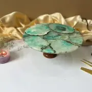 Green 10 Inches Agate Stone Cake Wood Stand Dessert Wedding Birthdays Party