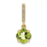 14K Yellow Gold Real Diamond and Peridot Pendant