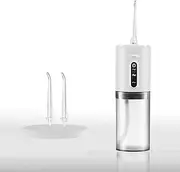Todetana Water Dental Flosser Teeth Pick Intelligent Memory Oral Irrigator Portable Rechargeable IPX6 Waterproof Electric Dental Flossers for Home & Travel (White, 2 Nozzle)