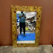 Stunning Yellow Agate Wall Mirror - Natural Stone Decor, Luxury Home Accent