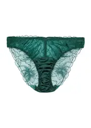 Fleur OF England Eva Floral-embroidered Tulle Briefs - Dark Green S (UK8-10 / S)
