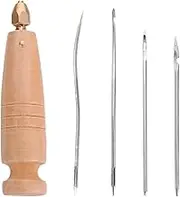 rockible Canvas Leather Sewing Awl,m Leather Craft Sewing Supplies, Comfortable Grip Wood Handle for Punching Holes Marking Surfaces