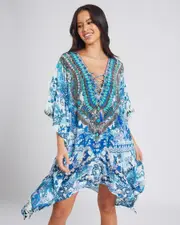 [Kaiami] Kaiami Women's Mimosa Kaftan Cover Up in Blue One Size Blue