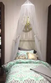 Pottery Barn Canopy Drape White Sheer Curtain Bed Crown New