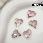 10Pcs Glass Crystal Mocha Crooked Heart Pointback Nail Art Rhinestone 3D DIY