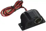 Wilson 30512V2USB Power Outlet 12V with 2 USB Ports 10 Amp Fused 12V Socket