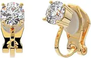 [Aloha Earrings] Prong Set CZ Crystal Clip On Stud Earrings