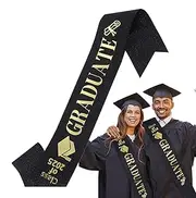 [Generic] Class of 2025 Sash | Graduation Gold Glitter Letter Stole Shoulder Strap,Graduation Photo Booth Props, Etiquette Belt Decorations for Women, Men
