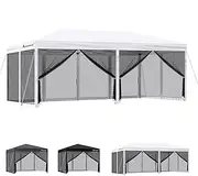 ALFORDSON Gazebo Marquee 3 x 3m with 4 Mesh Wall Panels and Pegs & Ropes, Pop-up Canopy with Carry Bag, Camping Shelter Shade with Steel Frame for Wedding Party, Fabric Pavilion, White
