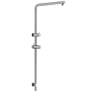 Shower Sliding Rail Long Bar Wall Arm With Diverter Holder Chrome Round SUS304