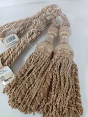 NEW Large Elaborate Drapery Tassel Tiebacks Set of Two Gold Beige & Cream