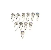 WHOLESALE 11PC 925 SOLID STERLING SILVER WHITE RAINBOW MOONSTONE RING LOT G007