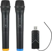 Hand-held Wirel Microphone with USB Stick Receiver Anti- Ference Digital Wirel Microphone System Performance Microphone Conference Karaoke Microphone Black 1 Drag 2