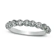 0.50 CT. T.W. Natural Diamond Art Deco Alternating Wedding Band in Solid 10K White Gold