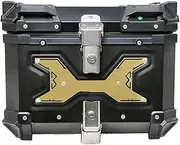 45L Aluminum Motorcycle Top Case Trunk Universal MotoTail Box Rear Luggage Waterproof Helmet Storage Toolbox(45L-Gold X)