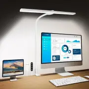 LED Gooseneck Desk Lamps with Clamp, 30 Lighting Modes Adjustable, 18W
