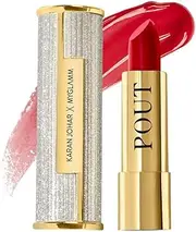 MyGlamm POUT by Karan Johar Tinted Plumping Lipstick | Glossy Lipstick for Women With Petal Glow Finish | Buildable Colour & Shine | Moisturising Formula | Power Pout (Red Shade) | 3.5g