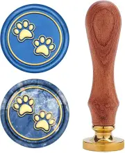 CRASPIRE Wax Seal Stamp, Sealing Wax Stamps Dog Paw Prints Retro Wood Stamp W...