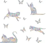 Cat Butterfly Anti-Collision Window Clings - Glass Reminder Prism Decals - Avoid Birds Strikes – Decorate Your Glass Doors, 25 Pieces, JD010MAODIE