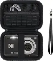 Supmay Digital Camera Case Compatible with Kodak PIXPRO FZ55 FZ45 Friendly Zoom Digital Camera, Vlogging Camera Storage Holder Travel Bag with Mesh Pocket for Battery, USB Cable, SD Card, Black