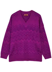 Missoni Zigzag-intarsia Wool-blend Jumper - Purple - 48 (UK 16 / XL) 48 (UK 16 / XL)
