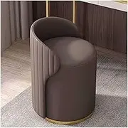 Makeup Chair, Home Petite Vanity Stool, Leather Soft Padded Seat Dining Chairs, with Backrest, for Living Room, Bedroom, Dressing Table(Khaki)