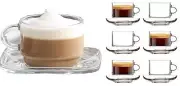 Espresso Cups, Stackable Espresso Set of 6, Small Demitasse Clear Glass Espre...