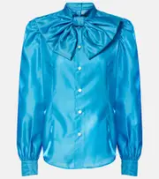 [Noir Kei Ninomiya] Noir Kei Ninomiya Bow-detail satin blouse AU 8 blue