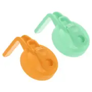 2Pcs Mason Jar Pour Spout Lid, Mason Jar Lids with Handle, Cyan/Yellow