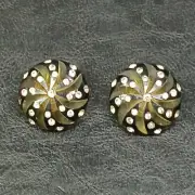 Vintage Clip On Earrings Rhinestone Black/Clear Carved Lucite. 12-856